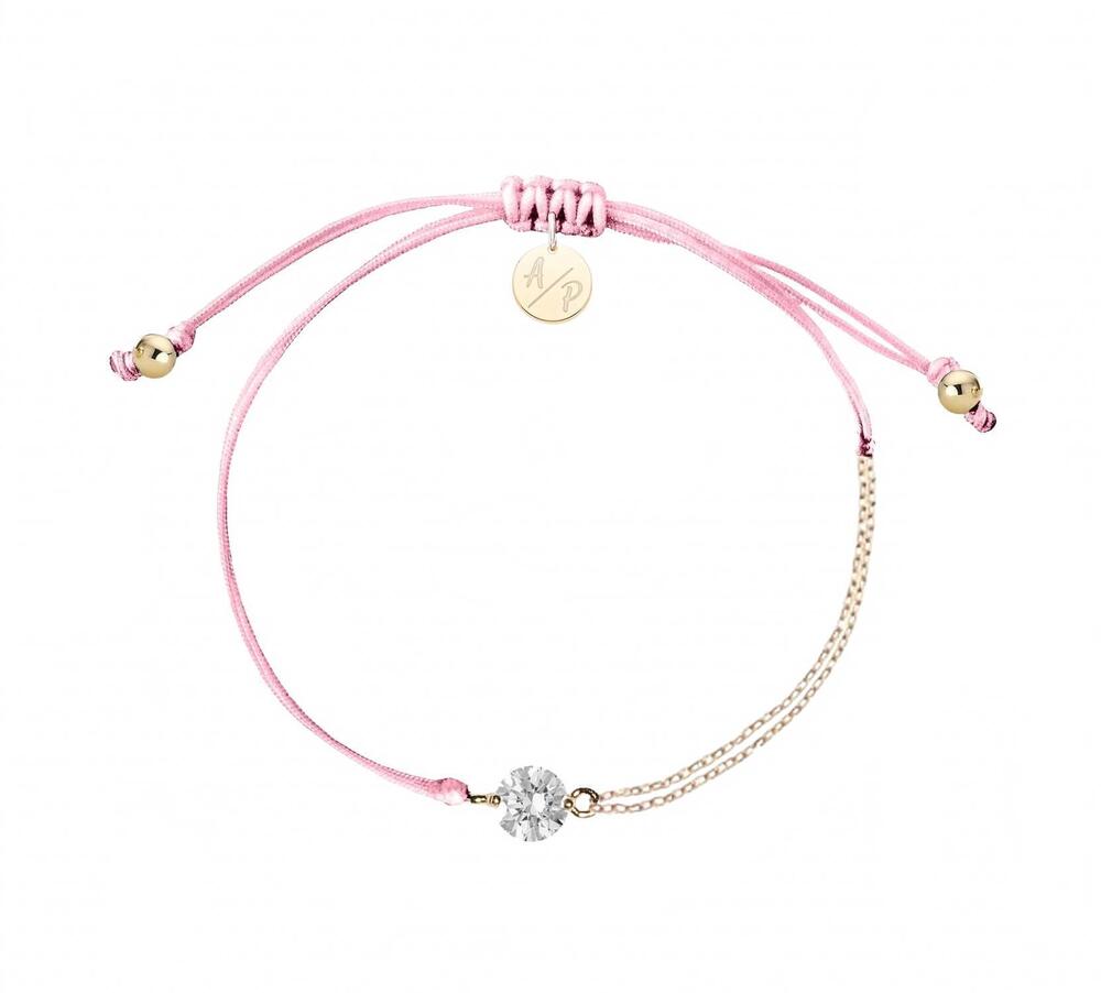 NEW ADRIANA PAPPAS women's cz solitaire bracelet on colored cord in pink
